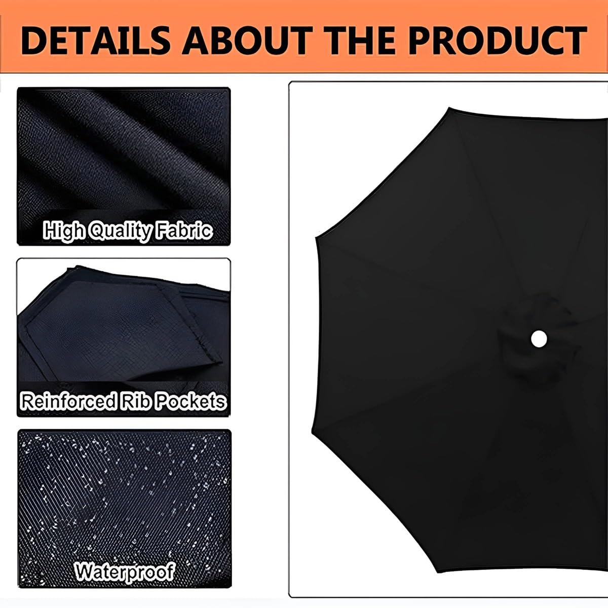 Copertura di Ricambio per Ombrellone 6 o 8 Stecche | Telai for ombrelloni con palo centrale, protezione UV in tessuto,for piscina da giardino(Cyan,3.3m/10.8ft-8 ribs)