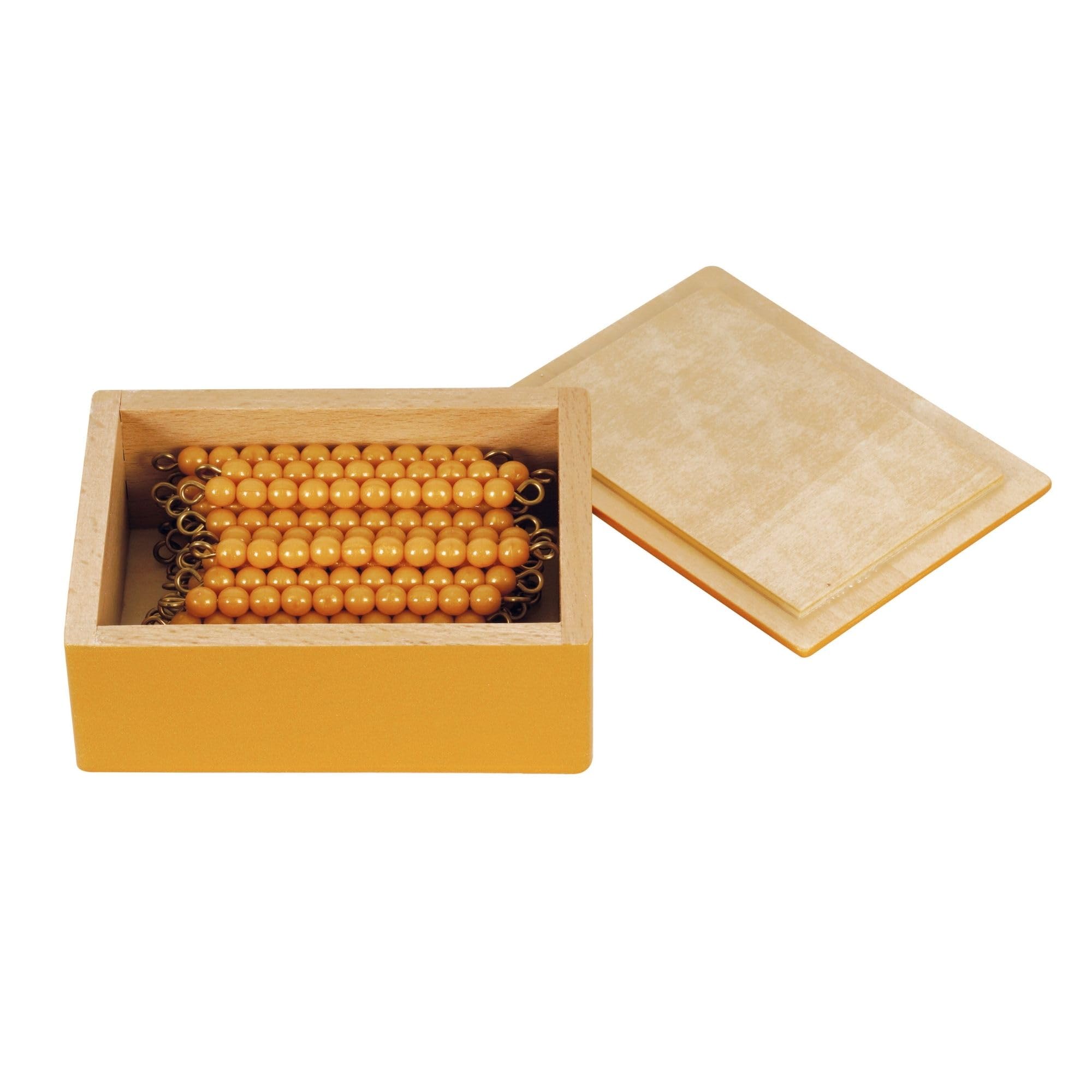 TimeTEX - Zehnerstangen "Montessori Premium" | Im praktischen Holz-Kästchen | Zur visuellen Darstellung von Zahlen bis 1.000 | 45 Stück | Maße: ca. 11,5x8,5x4,2 cm