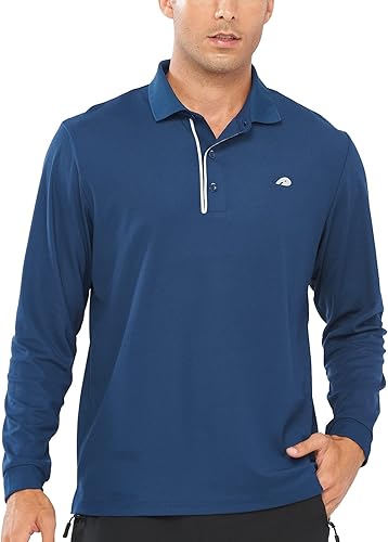 Miniatura 1 de ALLZERO Polo para hombre de secado rápido manga larga y corta estilo casual atlético tenis senderismo cuello