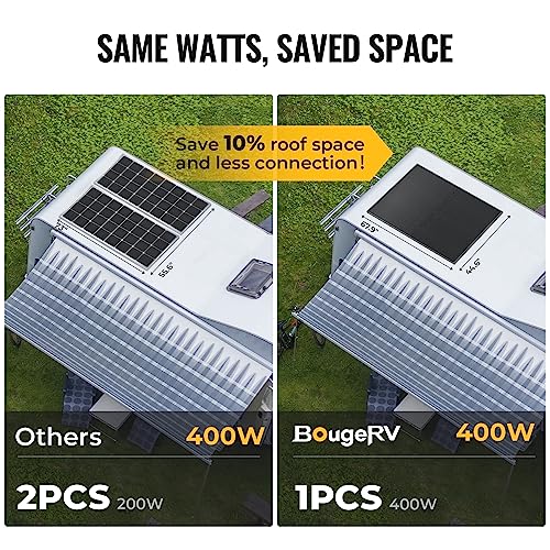 Bougerv 400 Watts 10Bb Mono Solar Panel, All Black Frame Monocrystalline Technology Work With 12/24 Volts Charger For Rv Camping Home Boat Marine Off-Grid #TOP3