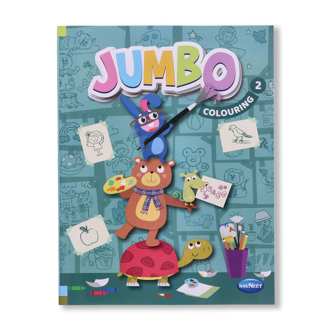 Navneet Jumbo Colouring Book 2 - Libri da colorare per bambini - 160 pagine - Libri di pittura e colorazione per bambini - Youva Crayons