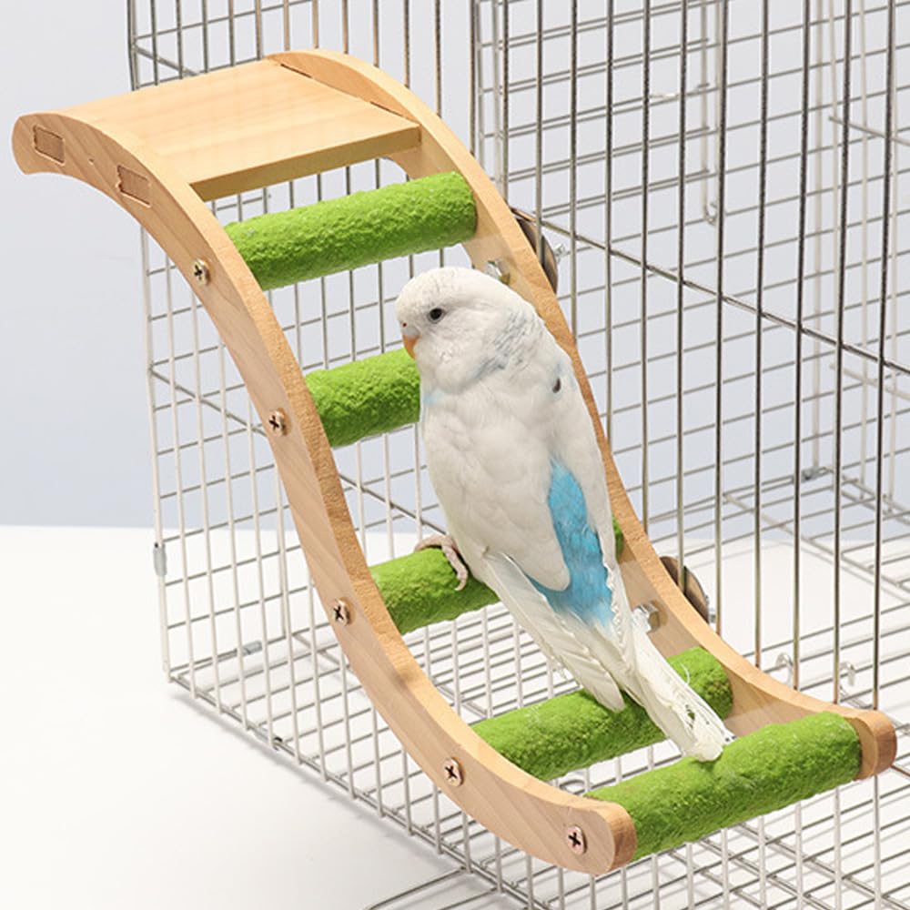 Escalera de madera para pájaros, 32 cm, para loros, hámsteres, puente trepador, barra para pájaros, escalera de masticación para loros, pájaros, columpio, rascador, percha para loros, cobayas,