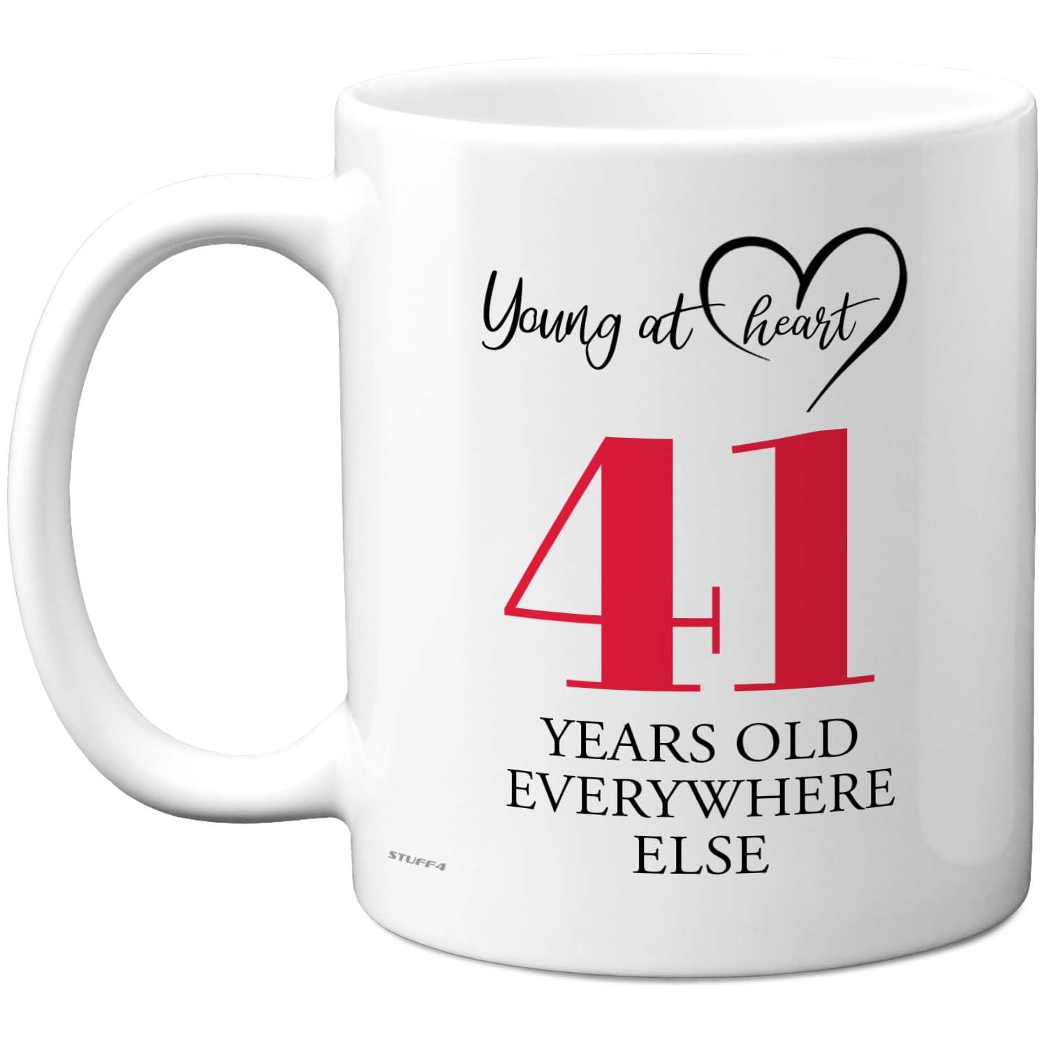 41st Birthday Gifts for Women Men, Cheeky Novelty Mug Young at Heart, Gag Joke Gifts, Perfect Funny Mugs for Forty-One Forty-First Birthday Present, 11oz Ceramic Coffee Mugs