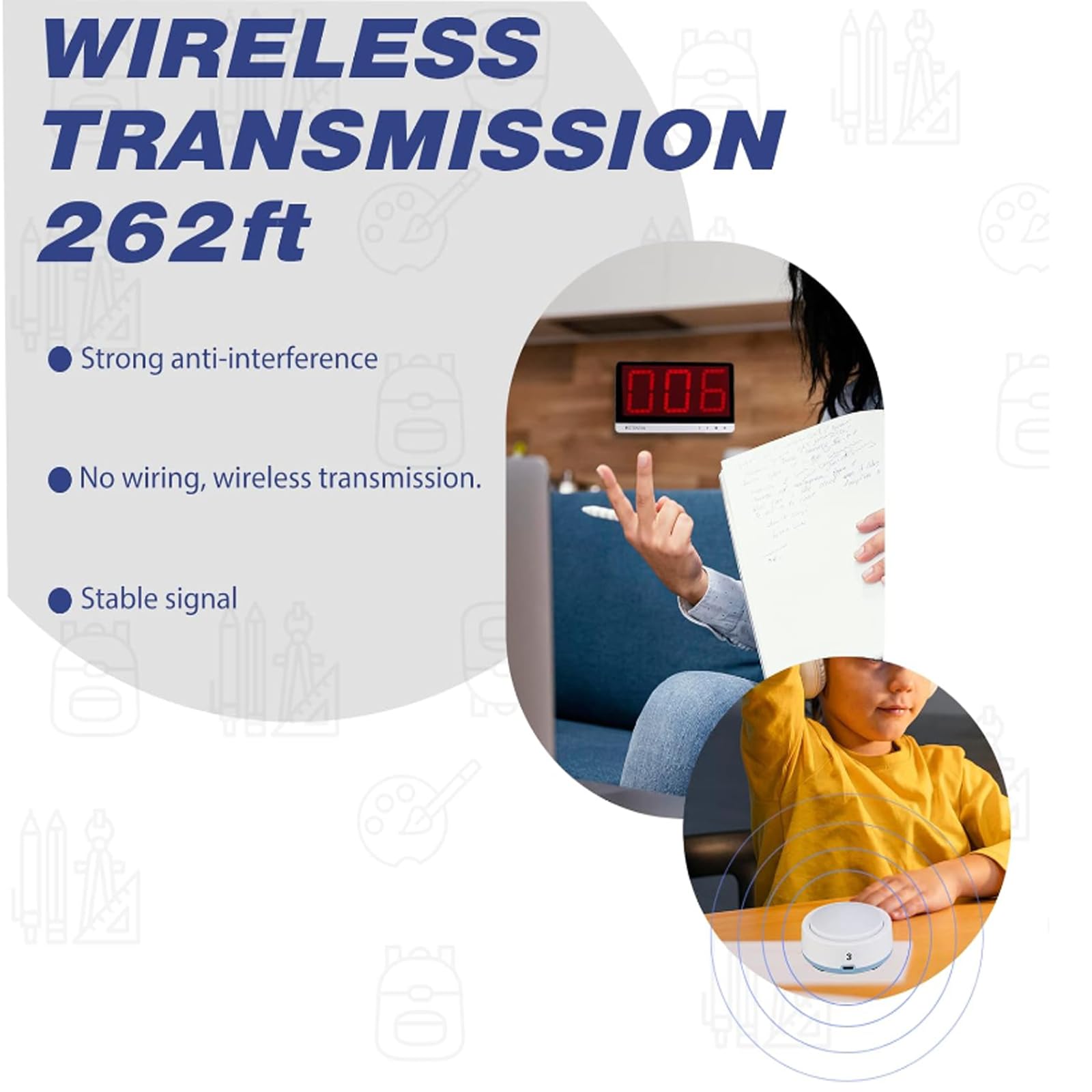 Retekess TM101 Wireless Quiz Buzzer System, Buzzer mit Sound und Licht, Bis zu 32 Antwort Buzzer, Drahtlose Fernbedienung für Teamspiele, Spiel und Spaß für Schule und zu Hause