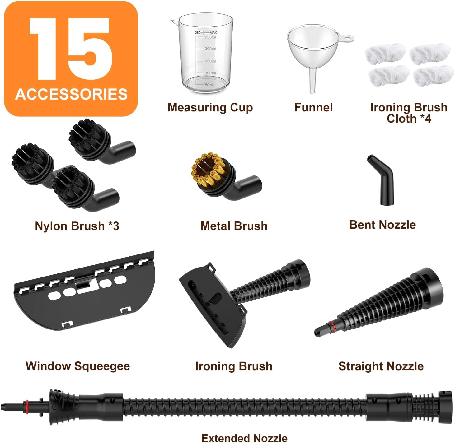 Handheld Steam Cleaner for Home, Pressurized Portable Steamer for Cleaning with 15 Accessories for Multi-Surface Cleaning, Floors, Tiles, Grout, Kitchen, Bathroom, Couch & Car(Grey Cap&Grey Handle) - Image 6