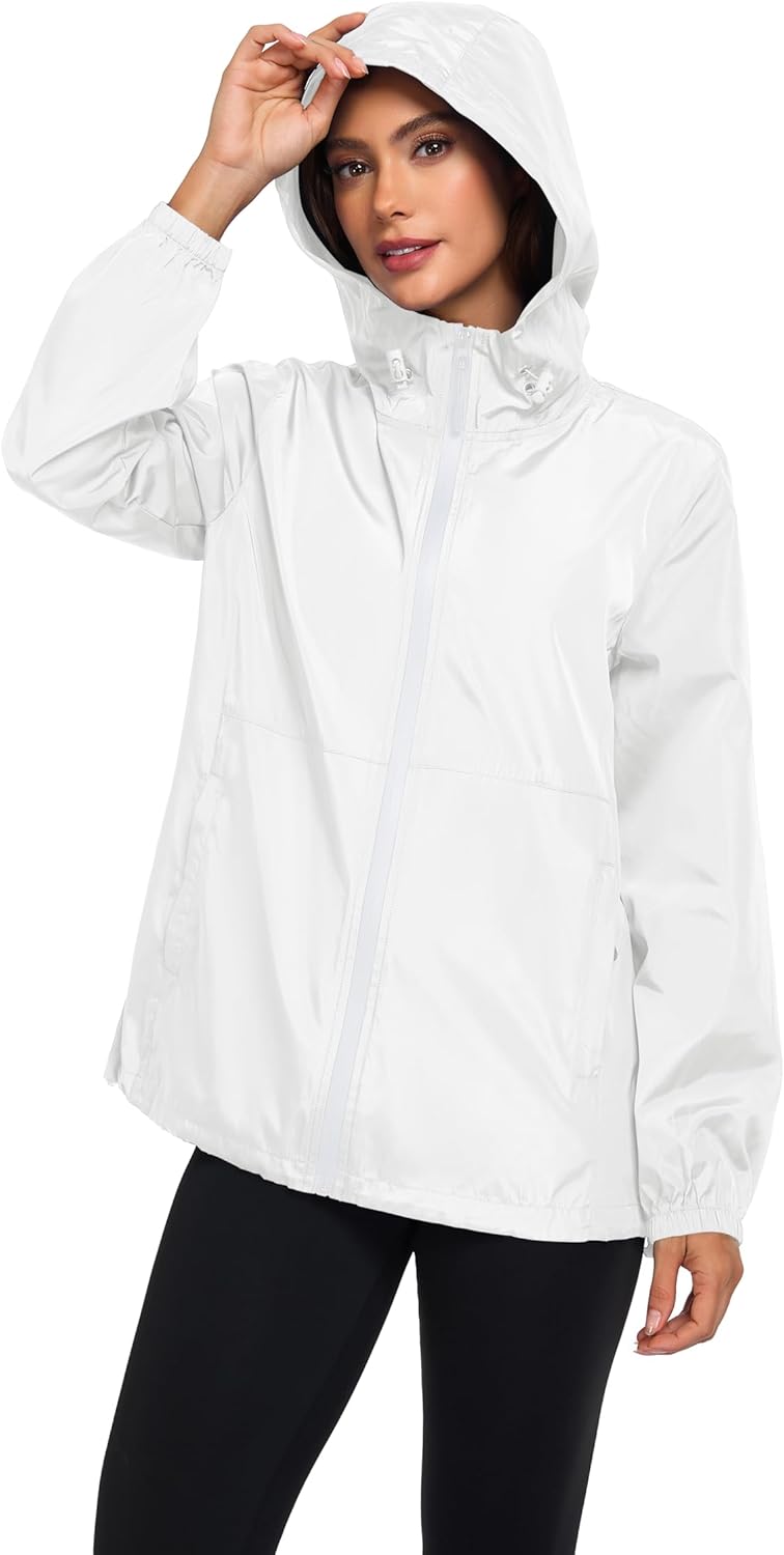 Hount Womens Waterproof Rain Jacket Lightweight Packable Hooded Raincoat Active Outdoor Windbreaker Jacket - Image 3