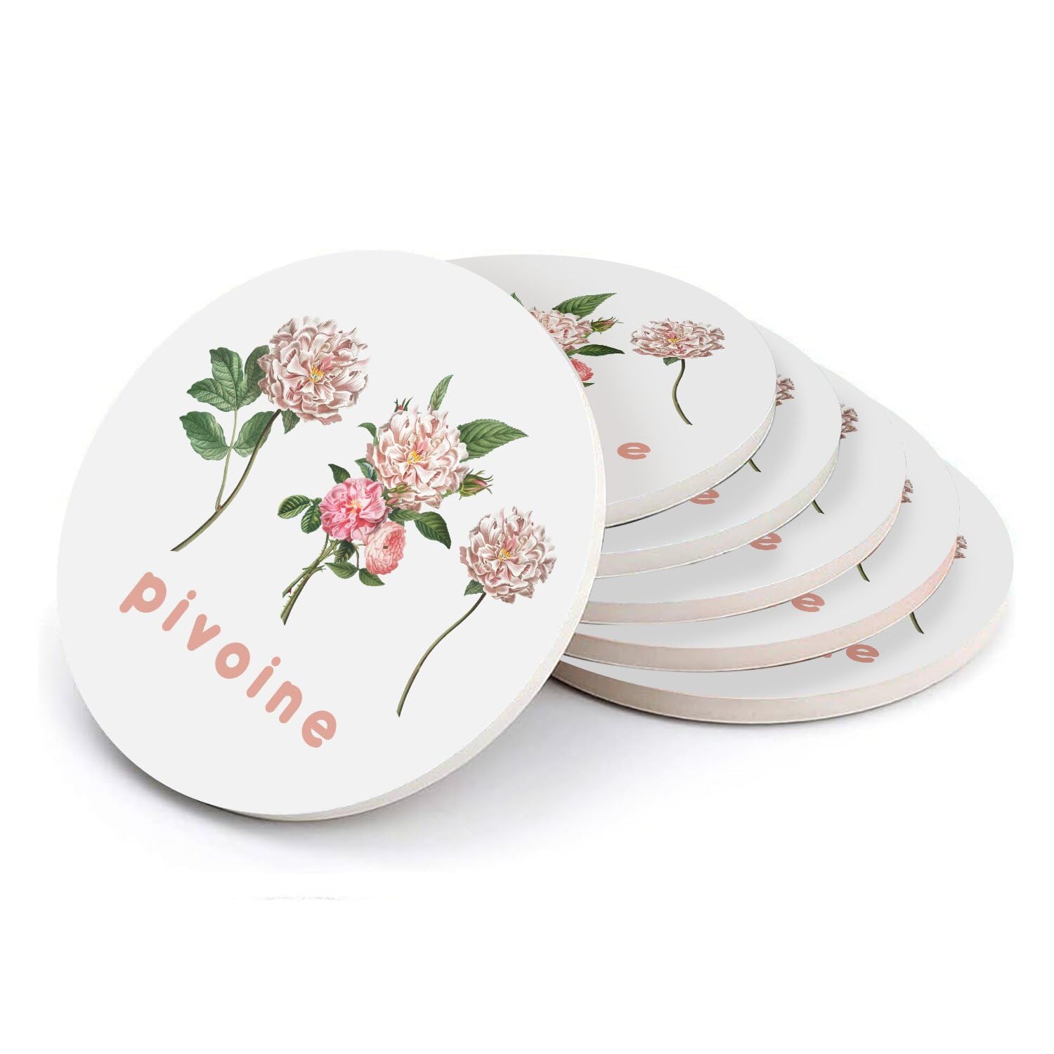 Sous-verre ronds en céramique pivoine pour sublimer vos apéritifs chic