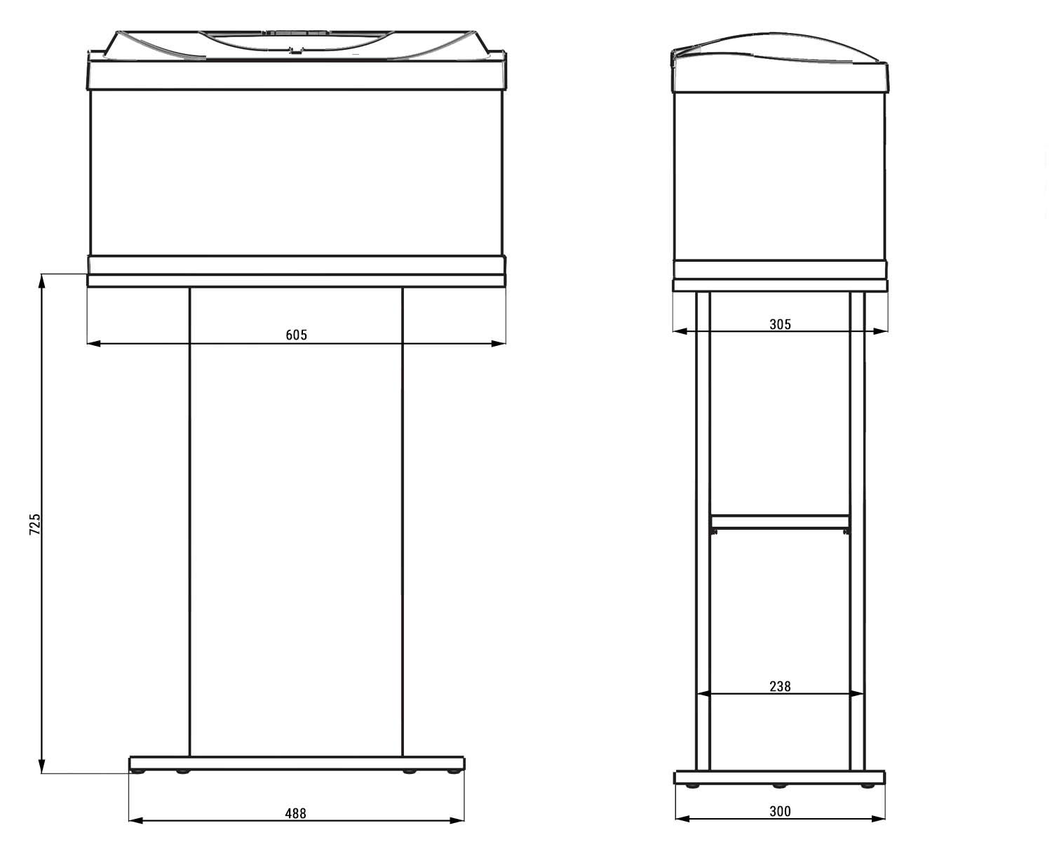 Tetra Aquarium Unterschrank - speziell für Starter Line 54/80 L Aquarien entwickelter Aquarium Tisch für sicheren Stand, Farbe: Schwarz