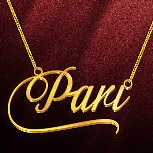 Image of Pari Cursive Gold & Silver Name Pendant Necklace, Best Jewelry Gift for Girls.