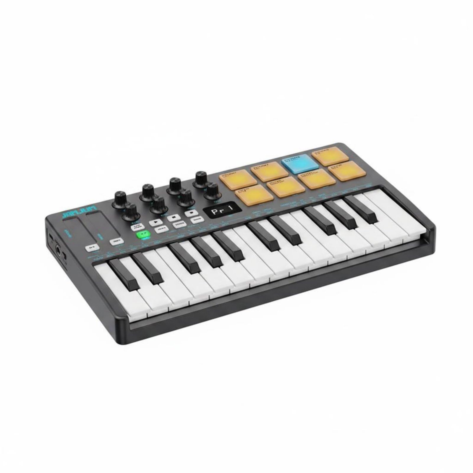 Bluetooth MIDI Pad Controller RGB Pads 25 Key MIDI Controller Rechargeable Battery Mini Piano Keyboard for Producers, Beginners, Outdoor, Mobile Studio, Travel, Black-image-38