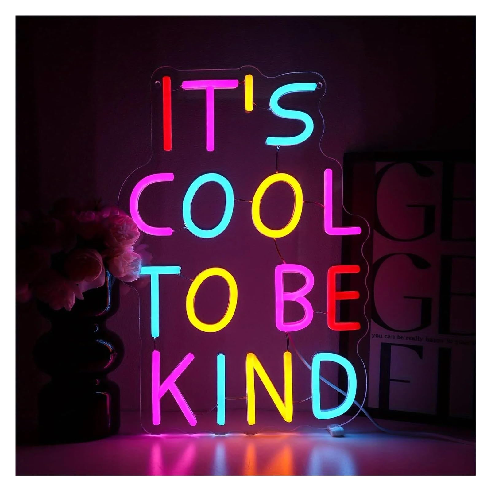 LEMST Sign Lamp It's Cool to Be Kind Neon Sign,for Bedroom, Studio and Public Service Scene Decoration 38x26cm