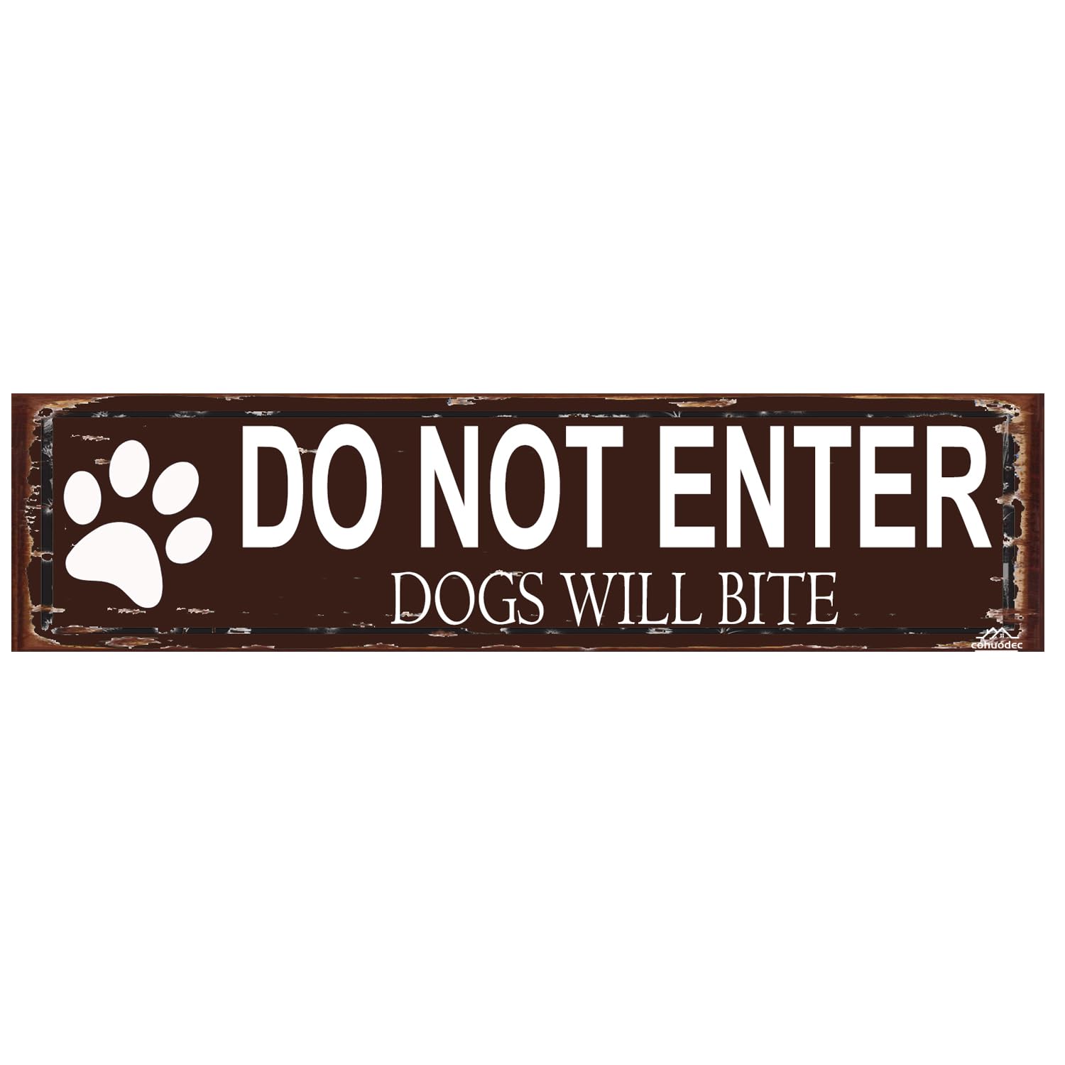 peiyeety Beware Of Dog Metal Sign, DoEnter Dogs Will Bite Warning Sign, Rustic Wall Art Decor for Gate Door Porch 16 x 4 Inch