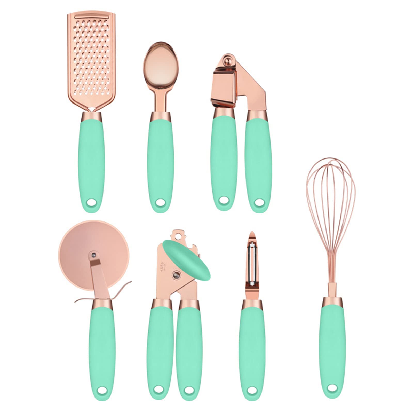 7pcs Kitchen Stainless Steel Utensils Set Nonstick Ice Scream Scoop Cheese Grater Whisk Baking Cooking Utensil Cookware Baking Tools and Accessories for Kids Cupcakes Cute Cookie Gadgets Teens Cakes