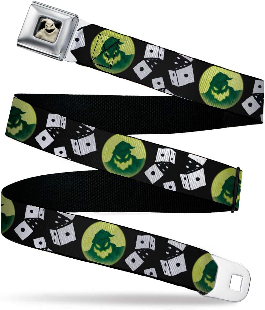 Buckle-Down Belt Seatbelt Buckle Oogie Boogie Moon Shadow Rolling Dice Black White Mens Womens Kids Adjustable