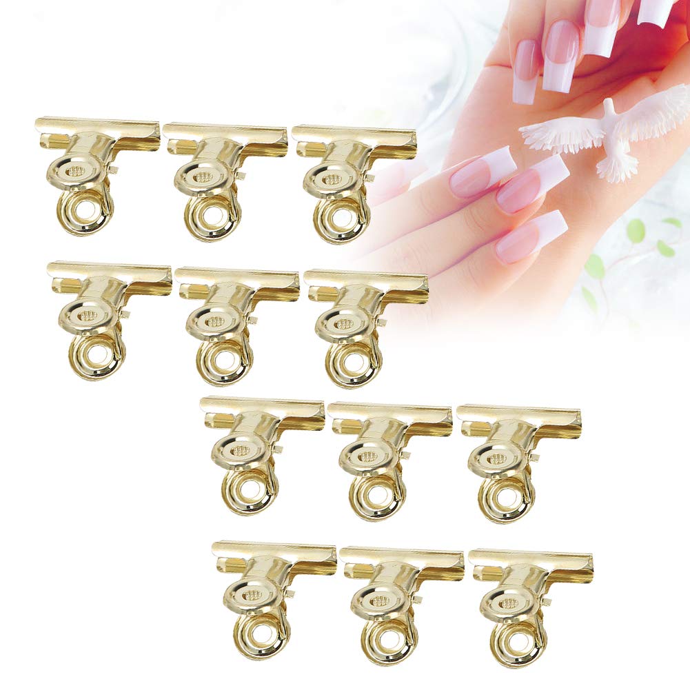 12 pieces C Curve Nail Extension Clips Nail Pinching Clips With 2 Colors(Golden)