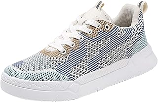 Zapatillas deportivas para mujer, de malla de color del Reino Unido, transpirables, puntera redonda, parte superior baja, color azul