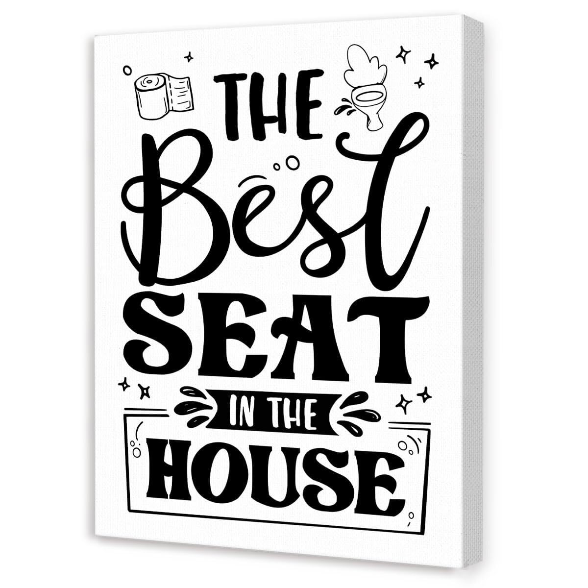 HGETJOHXEM Funny Bathroom Wall-Art,Humorous Bathroom Quotes The Best Seat in the House Canvas Wall Decor for Toilet Restroom Washroom(Unframed16x24inch(40x60cm))