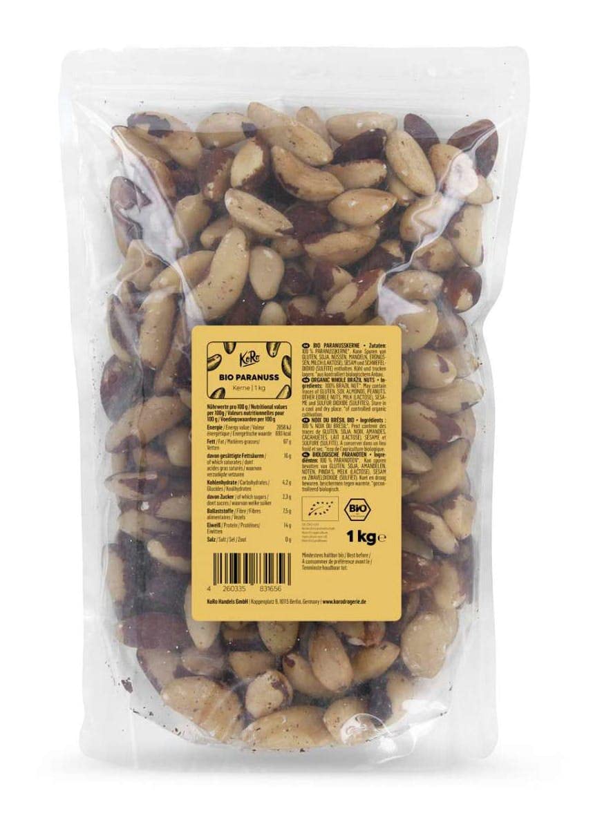 KoRo - Noix du Brésil bio 1 kg - Noix d'Amazonie, naturelles, crues, décortiquées et entières