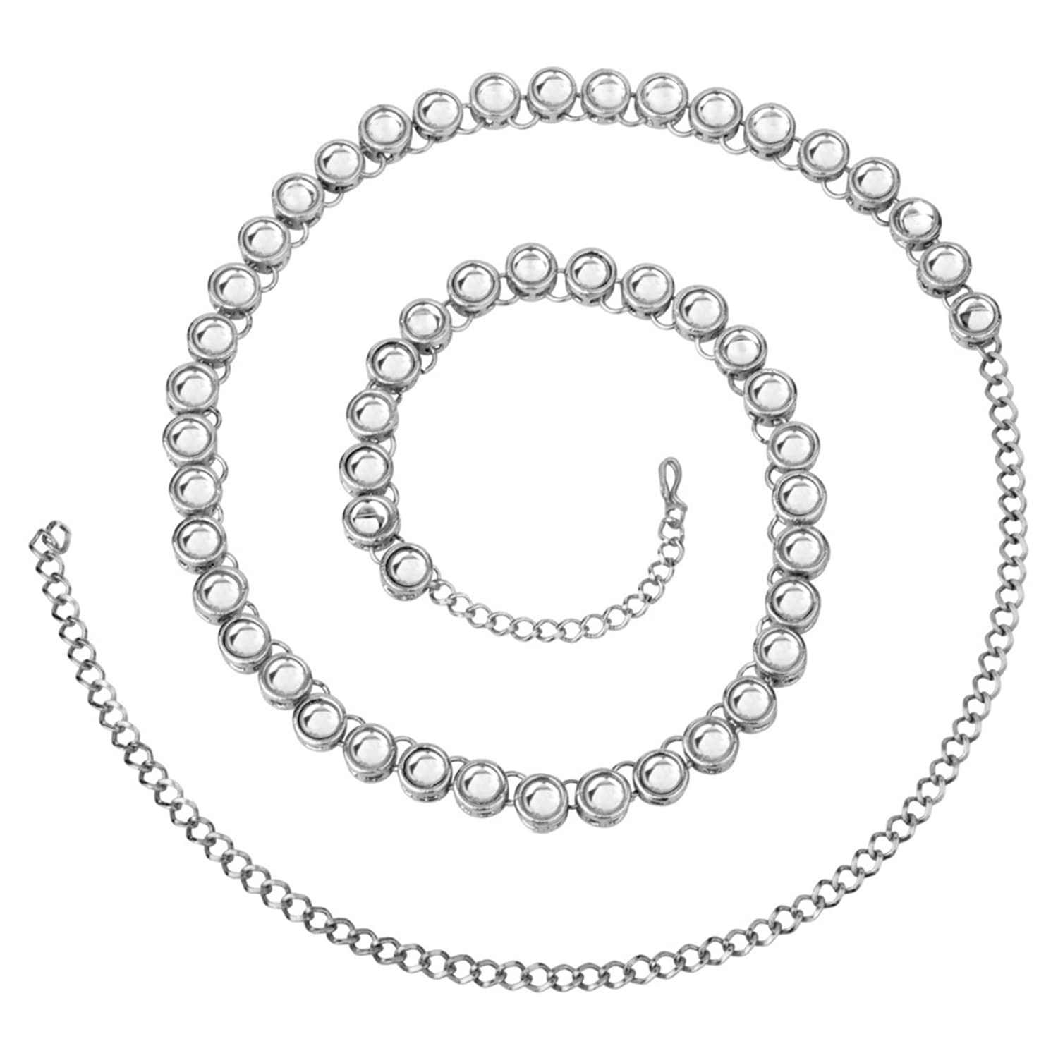 Peora Traditional Jewellery Wedding Bridal Silver Plated Kundan Brass Alloy Waist Belt Kamar bandh Belly Chain for Women Girls (B09HBK1WR7) Amazon Price History, Amazon Price Tracker