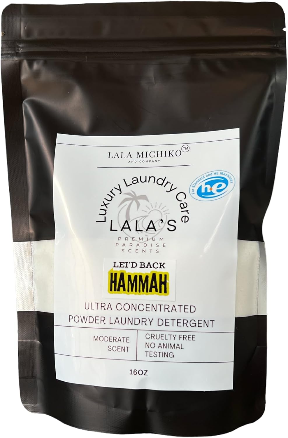 Lala's Premium Paradise Scents, Moderate Scented Powder Laundry Detergent 16oz (Lei'd Back Hammah)