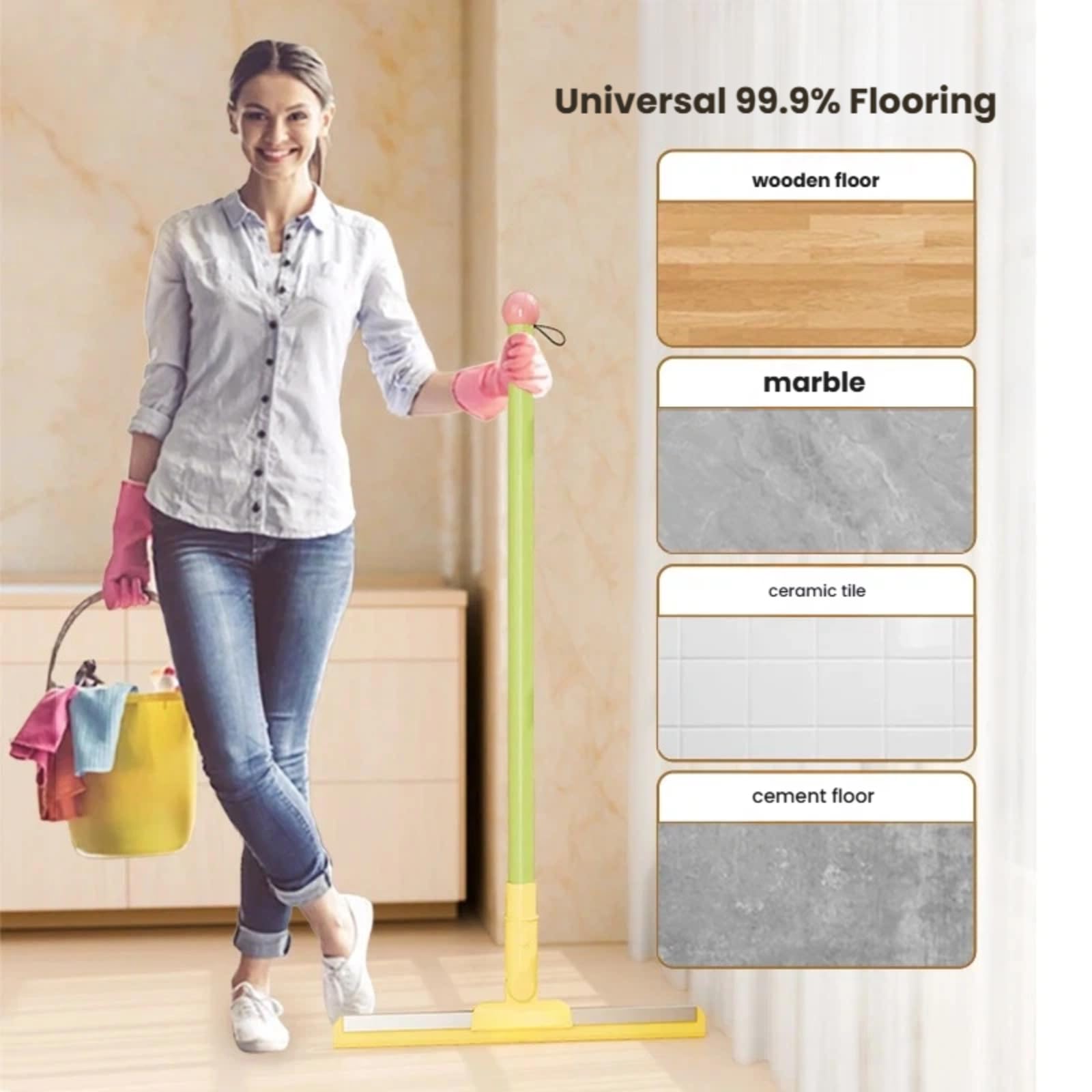 Escoba rasqueta de suelo multifuncional de silicona para limpieza en húmedo y seco, ideal para baño, azulejos, ventanas y suelos de madera
