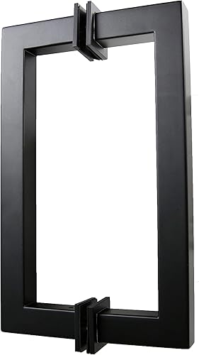 Tirador tubular de acero inoxidable de grado 304 para puerta de ducha (8 pulgadas, cuadrado, negro mate SSSP203B)
