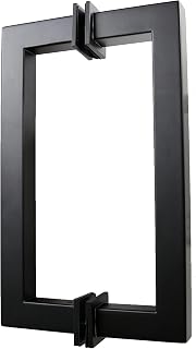 Stainless Steel 304 Grade Tubular Back to Back Shower Door Pull Handle (8-Inch, Square, Matt Black SSSP203B)