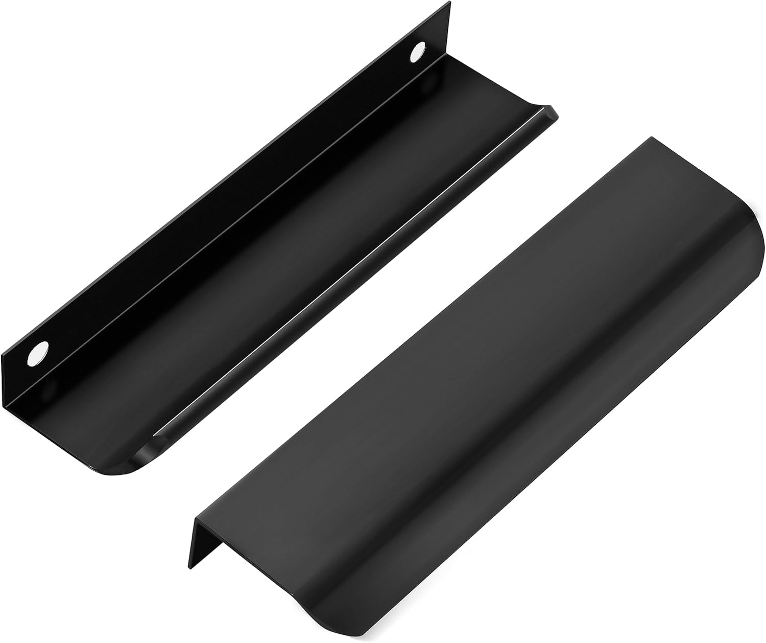 Cabinet Handles - 10 Pack Finger Pulls for Cabinets and Drawers - Sleek Aluminum Concealed Cabinet Drawer Handle Pull for Wardrobe, Kitchen (10, Black, Overall 5.91" (Hole 5.04"))