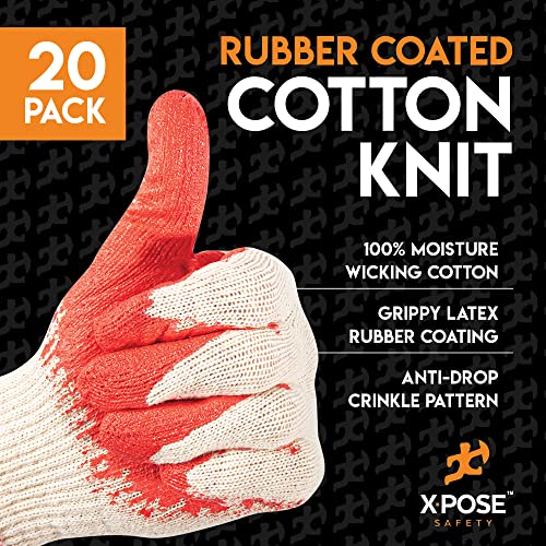 Image of Xpose Safety Red & Blue Palm Work Gloves - Latex-Coated Knit Grip Safety Gloves for Construction, Electricians, & General Use