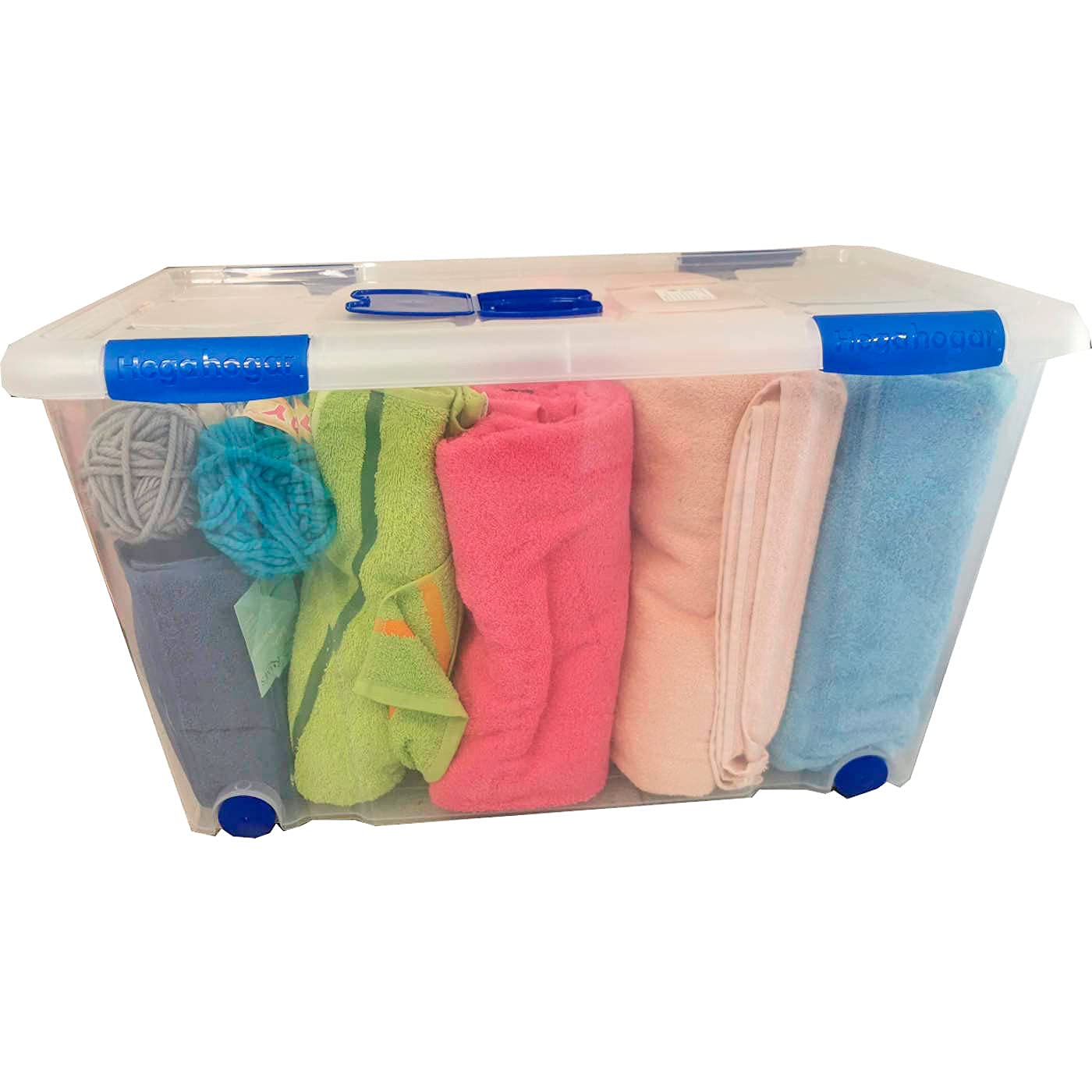 Acan Tradineur - Pack de 2 cajas de almacenaje, de 40,5 x 74 x 42 cm, nº 12, con capacidad de 90 litros con tapa y ruedas para organización del hogar, baúl organizador(40,5 x 74 x 42 cm, Pack de 2)