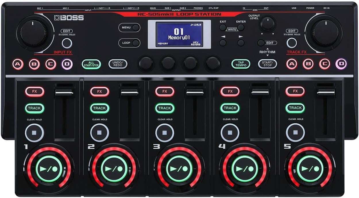 Boss RC-505 MkII Loop Station Bundle with Gearlux Instrument Cable, Patch Cable, and Picks