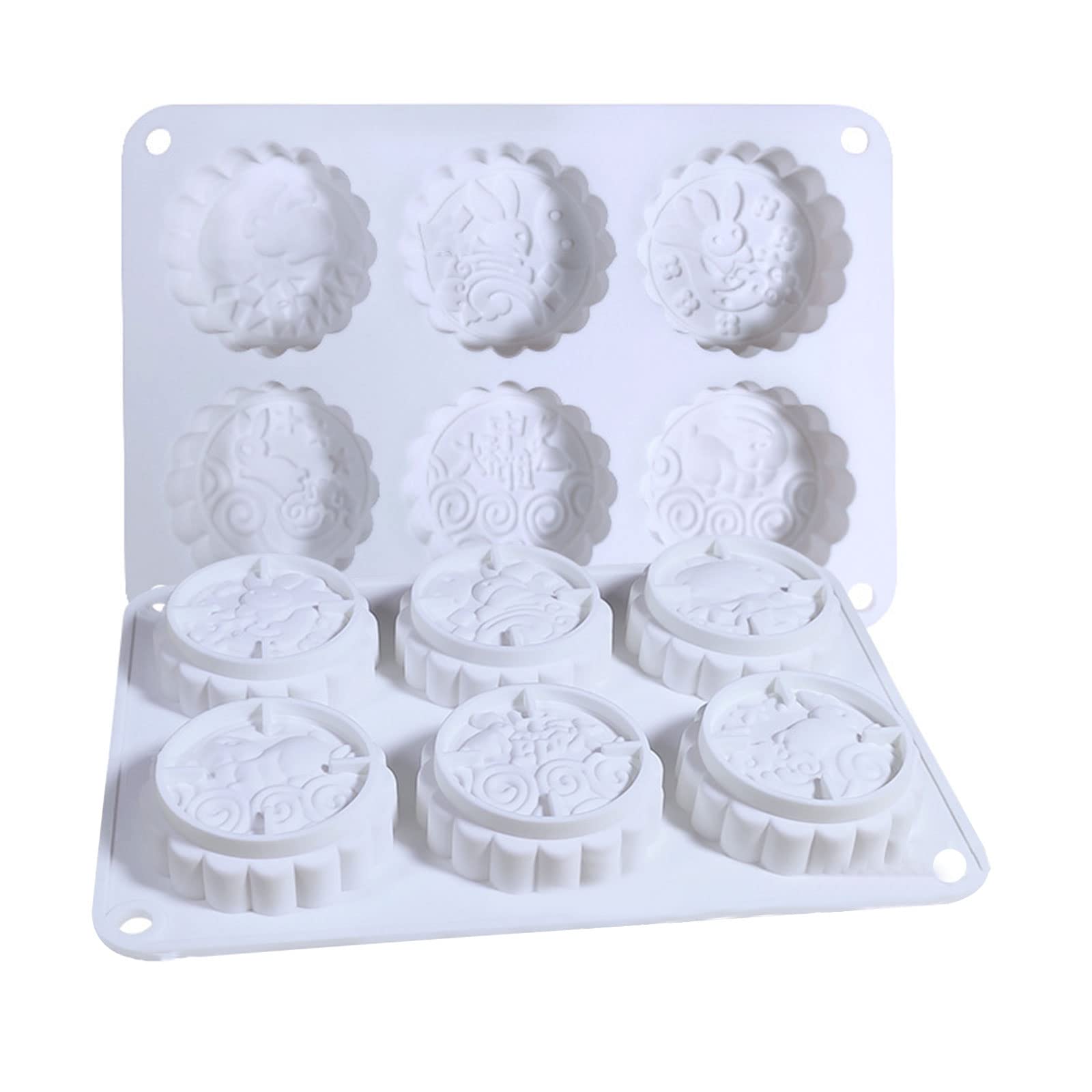 Elnwnnkc Silicone Mid-Autumn Themed Stamps Silicone Molds Jelly Kitchen Baking Accessories Dessert Molds