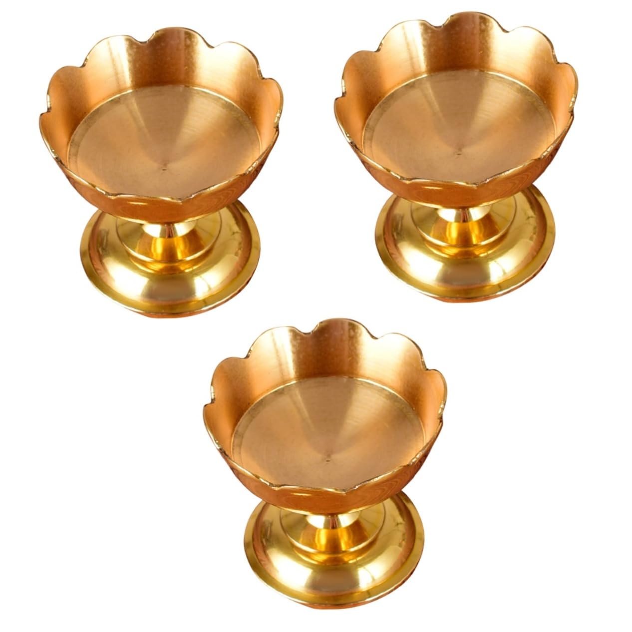 3pcs Brass Butter Lamp Brass Candlestick Holders Tabletop Decor Buddhist Candle Holder Votive Candle Holder Tea Lights Ornament Buddhism Candle Stand Metal Flower Vintage