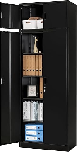 TaskStorz Armario SnapIt de acero, gabinete de almacenamiento de metal de 71 pulgadas con puertas de bloqueo y estantes ajustables, gabinete de