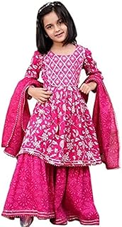 Aashita Creations Girls Festive & Party Wear Kurta Sharara Set with Dupatta