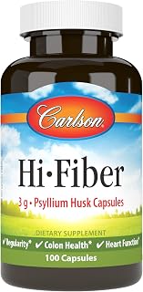 Carlson - Hi-Fiber, 3 g, Psyllium Husk Capsules, Regularity, Colon Health & Heart Function, 100 Capsules
