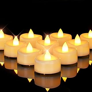 AMAGIC 24er Flammenlose LED-Teelichter – Batteriebetriebene Kerzenimitate, 100+ Std. Leuchtdauer – Für Hochzeit, Weihnachten, Tischdeko, Zuhause,Elfenbein mit Perlmuttoptik