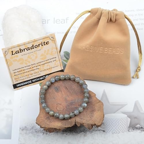 Vista 618 de MASSIVE BEADS Pulsera elástica de yoga hecha a mano con piedra natural, cristal curativo, energía, regalos para adultos unisex de 0.157 in, 0.236