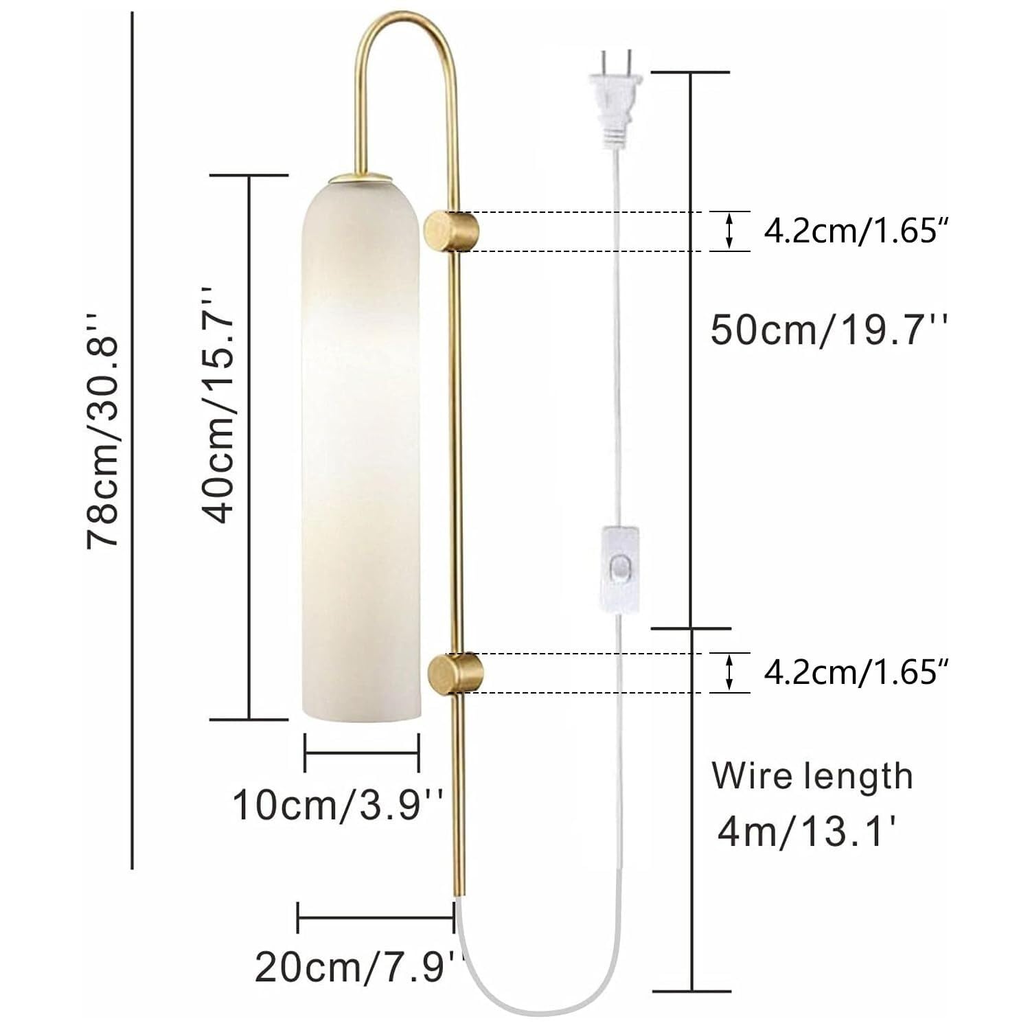Applique da Parete in Ottone Dorato di metà secolo - Illuminazione da Interni in Vetro ambrato Vintage per Bagno, Bar e Soggiorno