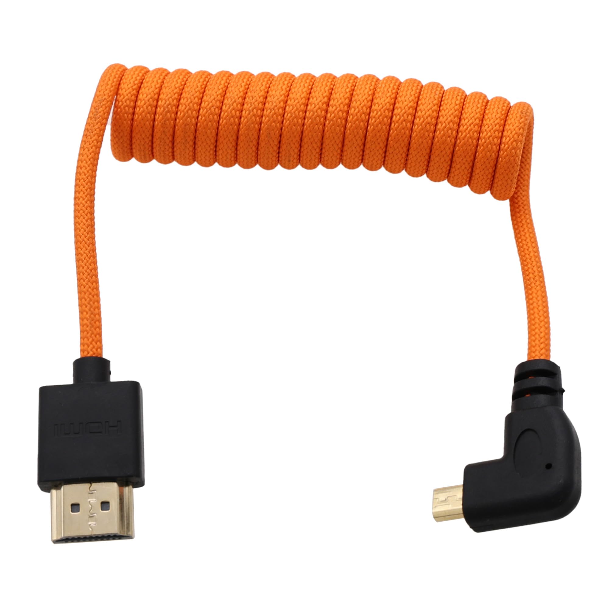 HangTon Cable micro HDMI 4K 8K Ultra HD para cámara Sony A6700 A7C Canon EOS R5 R7 GH4 X-T30II Z50 Cámara ATOMOS Ninja V Portkeys Monitor, tipo A D HDMI2.1 naranja trenzado en espiral 30 cm