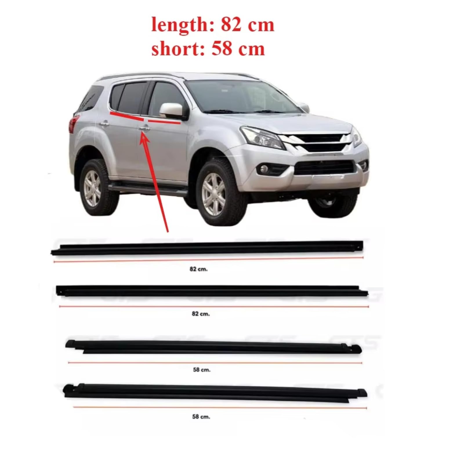 Per Isuzu Per MU-X 2014-2019 Guarnizione In Gomma Protettiva Per Vetri 4 Pezzi 1 Set Gomma Per Finestrini Esterni Protezione Bordi Auto