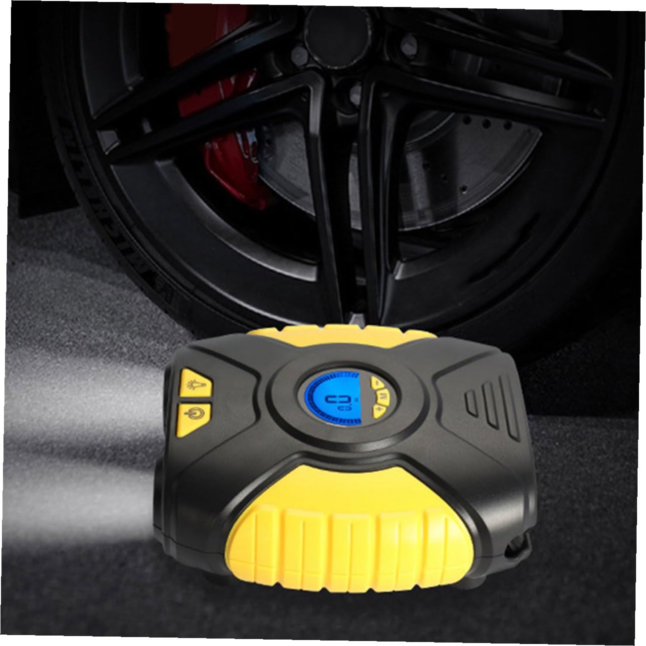 GALPADA 1 Juego inflador Portable Air Pump Portable Air Compressor Bomba de neumáticos de vehículos Bomba Inflable de Aire Pantalla Digital Accesorios de Auto Bomba de Aire Cobre
