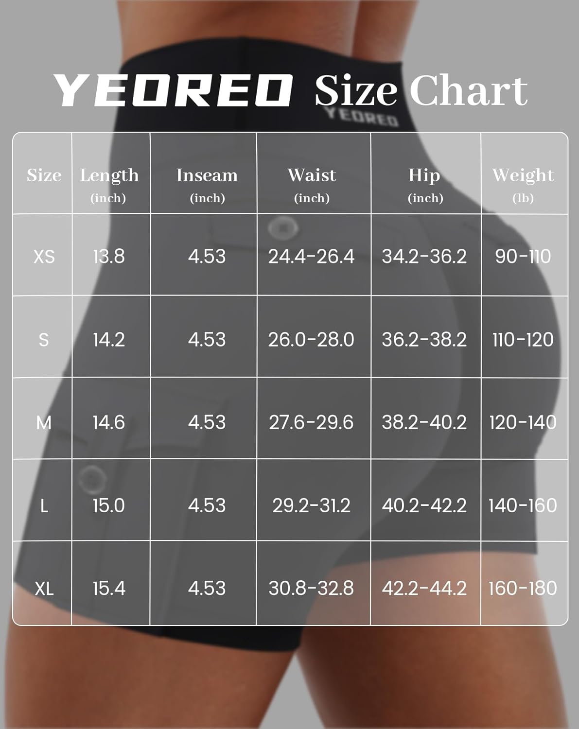 YEOREO CoreFlex Women Workout Gym Shorts with Cargo Pockets Hidden Scrunch 3.6" 4.5" Inseam No Front Seam Biker Shorts - Image 6