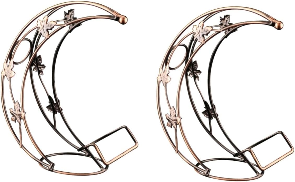 DECHOUS European Wine Rack 2pcs Wrought Iron Wine Rack Holder Decor Single Bottle Wine Rack Shelves Creative Wine Rack Moon-Style Wine Rack Moon Type Hanging Cup Holder Ornaments