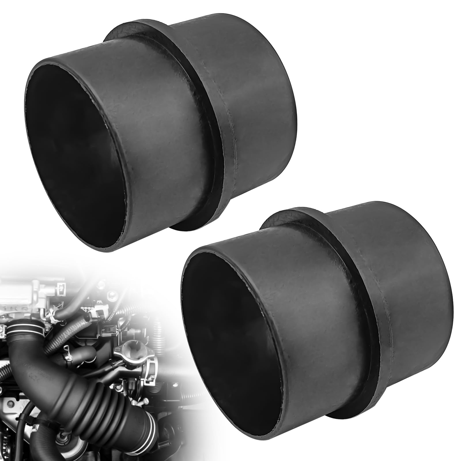 Pleoos Universal Air Duct Connector 2.95" 75mm OD 2pcs Black HVAC Heater Pipe Adapter, Compatible with Most Automotive Ventilation Systems, Flexible