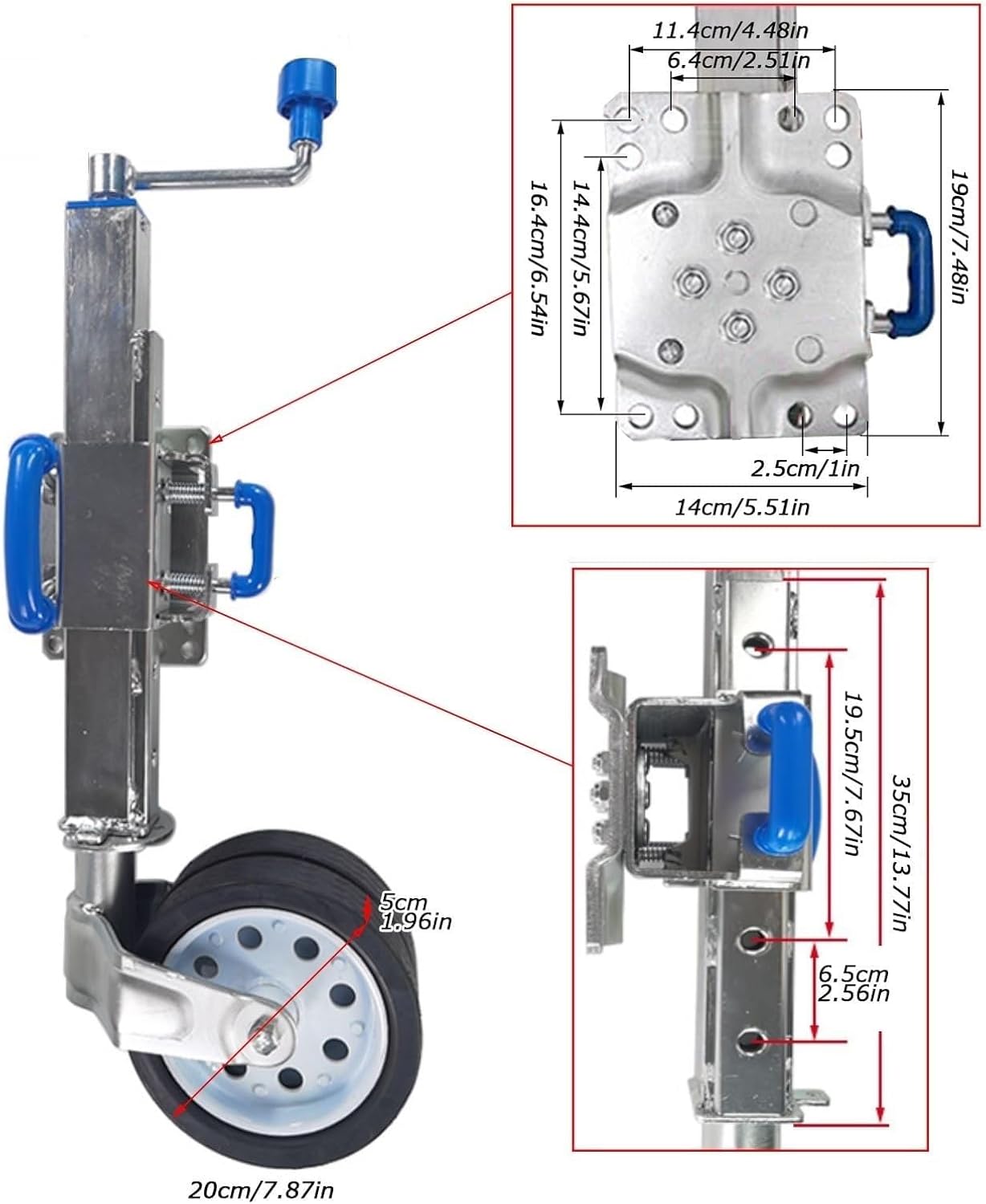 Heavy Duty Marine Swivel Trailer Jack - Lift Swivel Trailer Jack - Boat Trailer Jack with Wheel, 10in Lift Swivel Trailer Jack, with 6 in Dual Iron Trailer Jack Wheel, 1650 Lb Capacity