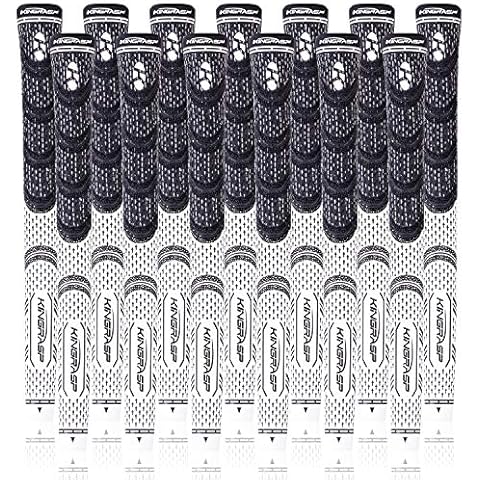 KINGRASP Multi Compound Golf Grips, 13 Grips Set,Soft Rubber Golf Clubs Grips, Anti-Slip Ecological Cotton Yarn Thread Technology,Midesize Standard Size,6 Colors Optional(White Midesize) Cover