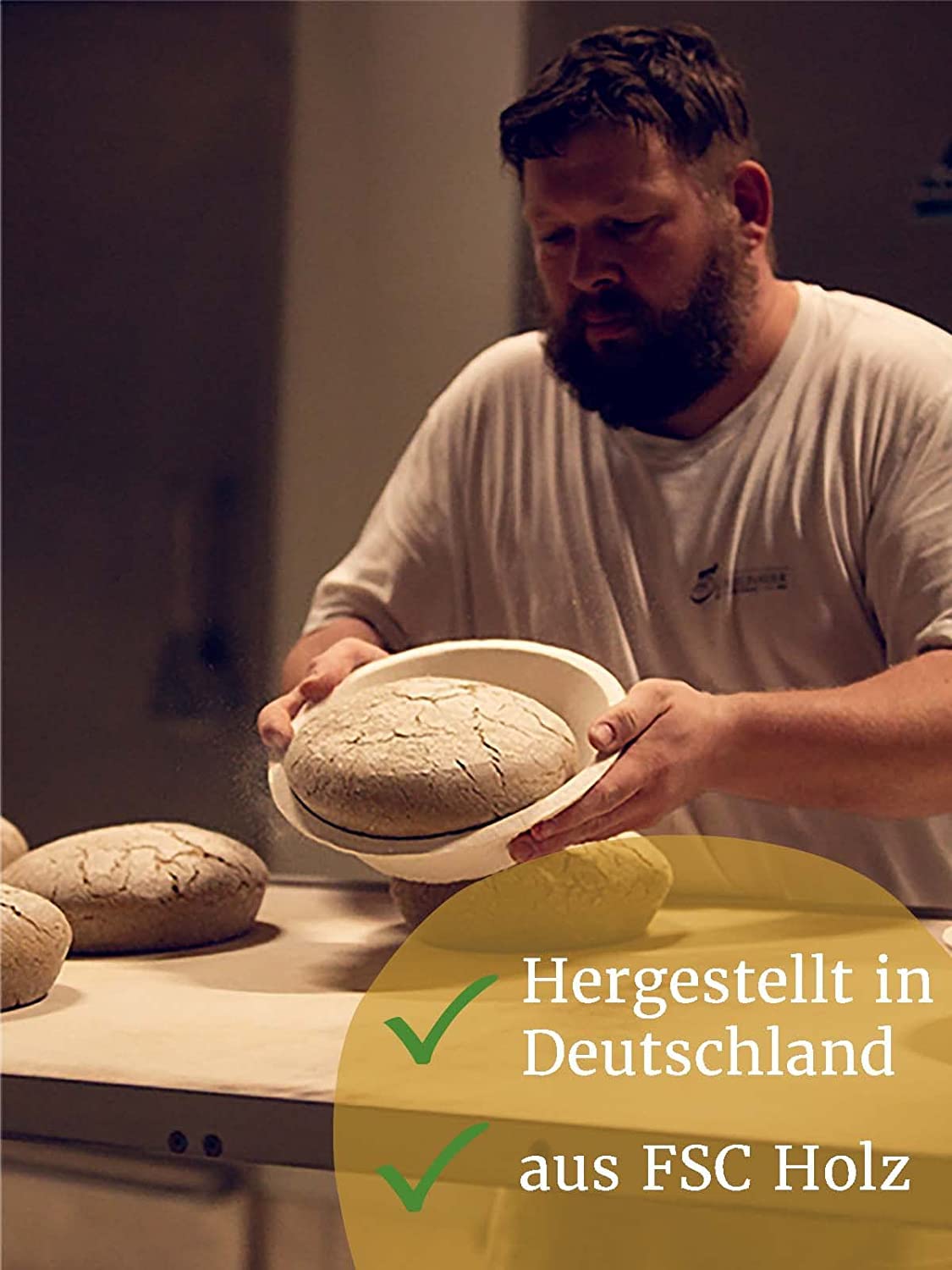 Bäckerei Spiegelhauer Sauerteig Starter Set Getrockneter Bio Lievito Madre 200 g, Demeter Weizenmehl Typ 550 1 kg, Teigschaber, Backrahmen aus Ahornholz, Bäckerleinen,…