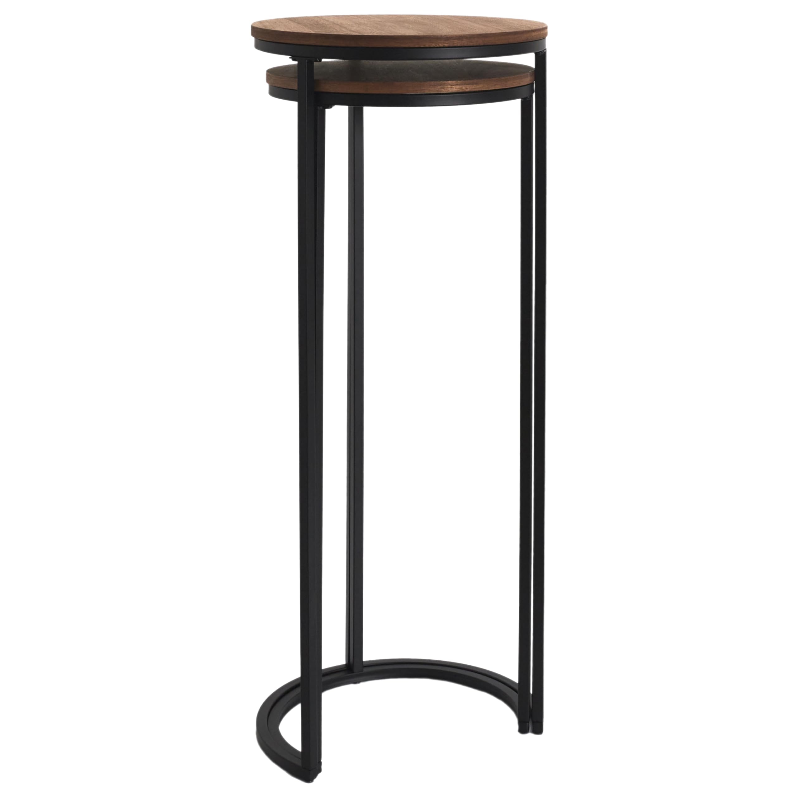 HOME DECO FACTORY Lot de 2 Sellettes Gigognes Softness Table et Bureau Noir | Lot de 2 sellettes gigognes, collection Softness, table d'appoint et bureau, gain de place, 32,5x80x32,5 cm, noir et marron