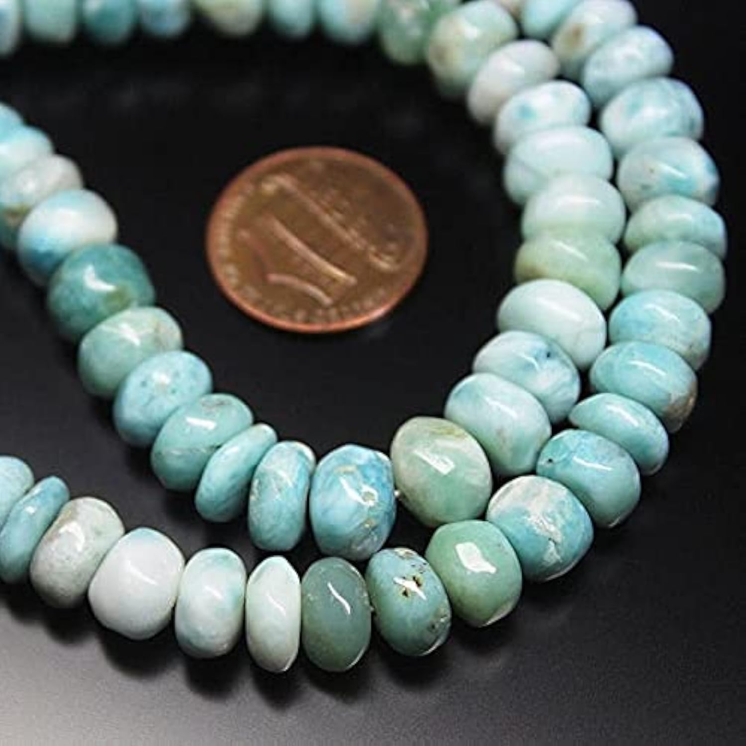 Larimar perles de 9mm authentiques sur fil de 18" pour éviter les contrefaçons en résine